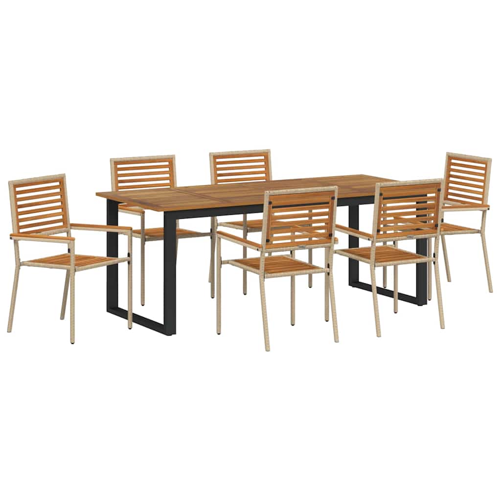 Maison Exclusive - Garten Essgruppe 7 Stk. Beige Massivholz Akazi