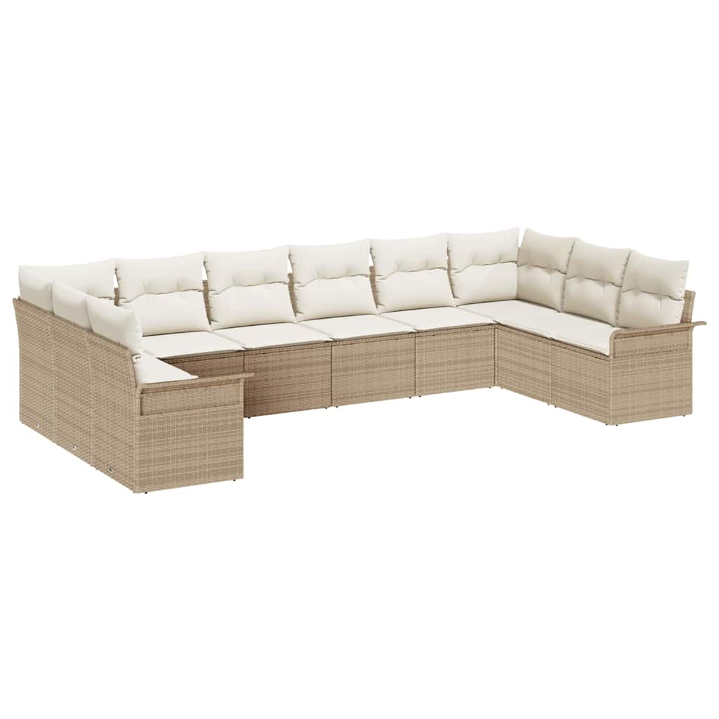 Maison Exclusive - Gartensofa-set 10 Stk. Beige Poly-rattan