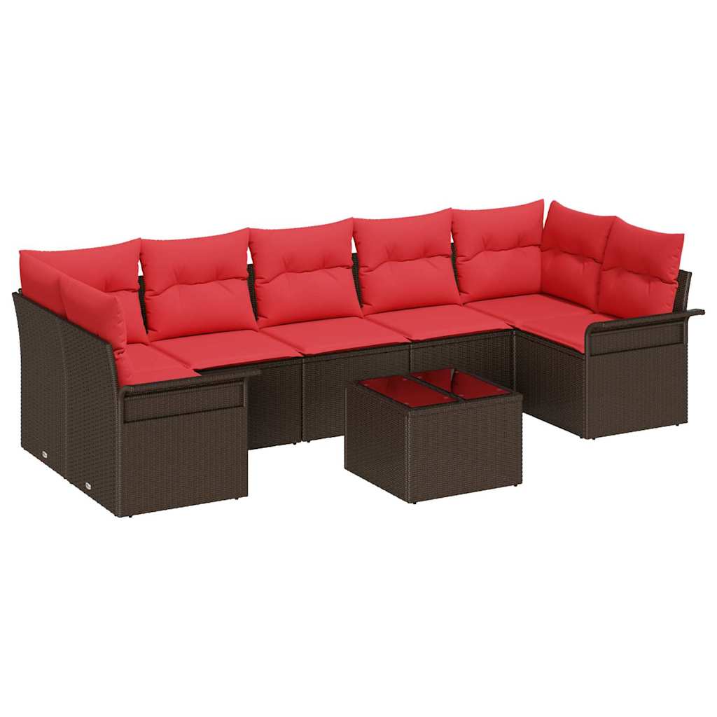 Maison Exclusive - Gartensofa-set 8 Stk. Beige Und Rot Poly-ratta