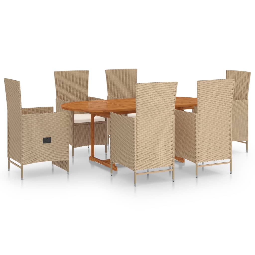 Maison Exclusive - 7-tlg. Garten-essgruppe Poly Rattan Beige