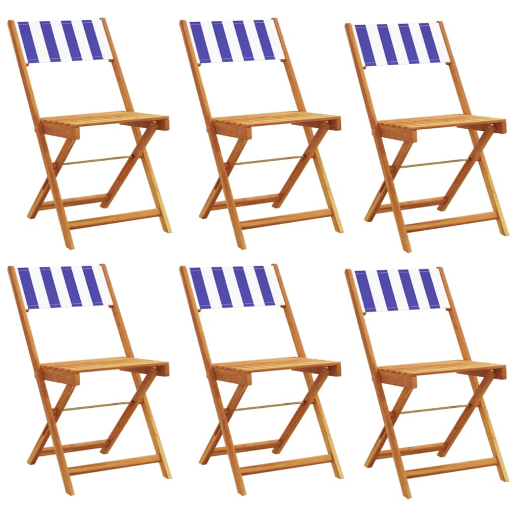Maison Exclusive - Klappstühle, 6 Stück, Blau-weiß, Stoff Und Mas