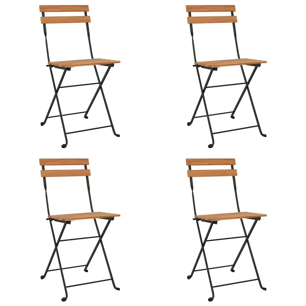 Maison Exclusive - Klappstühle, 4 Stück, Massivholz Teak Und Stah