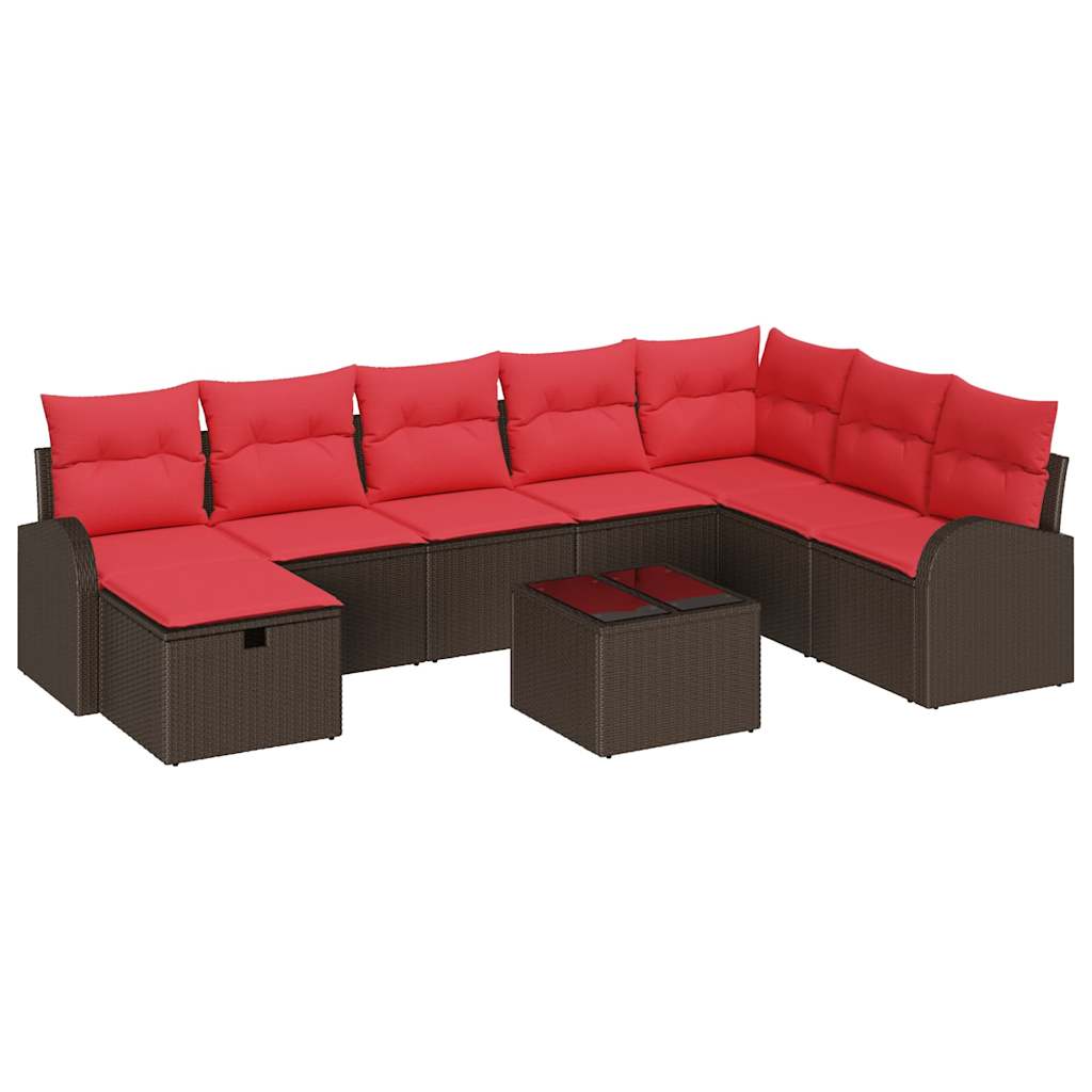 Maison Exclusive - Sofa Set 9 Stk. 8-sitzanzahl Braun Und Rot Pol