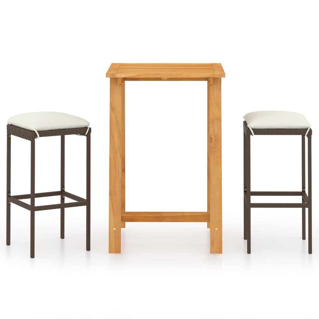 Maison Exclusive - 3-tlg. Gartenbar-set Mit Kissen Braun
