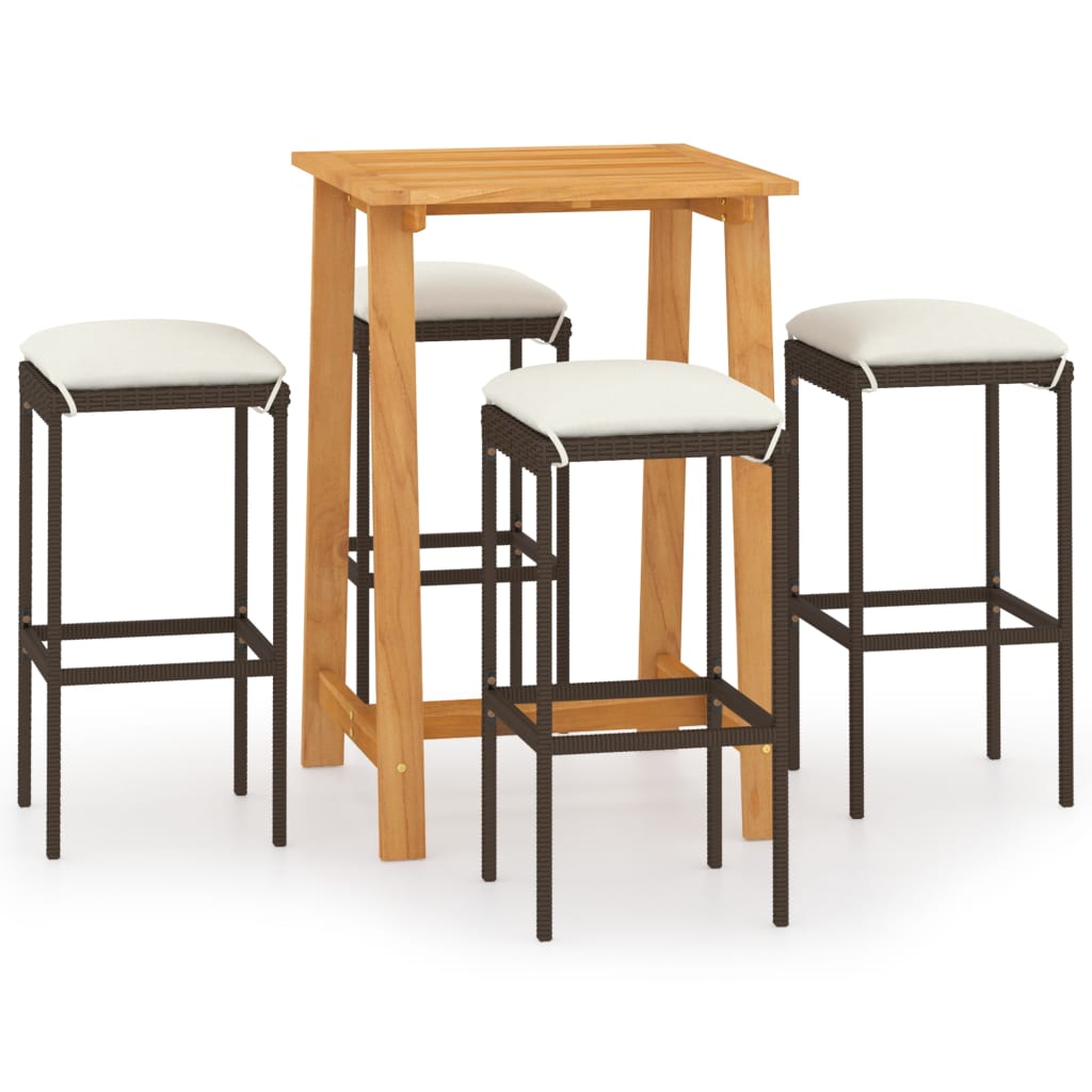 Maison Exclusive - 5-tlg. Gartenbar-set Mit Kissen Braun