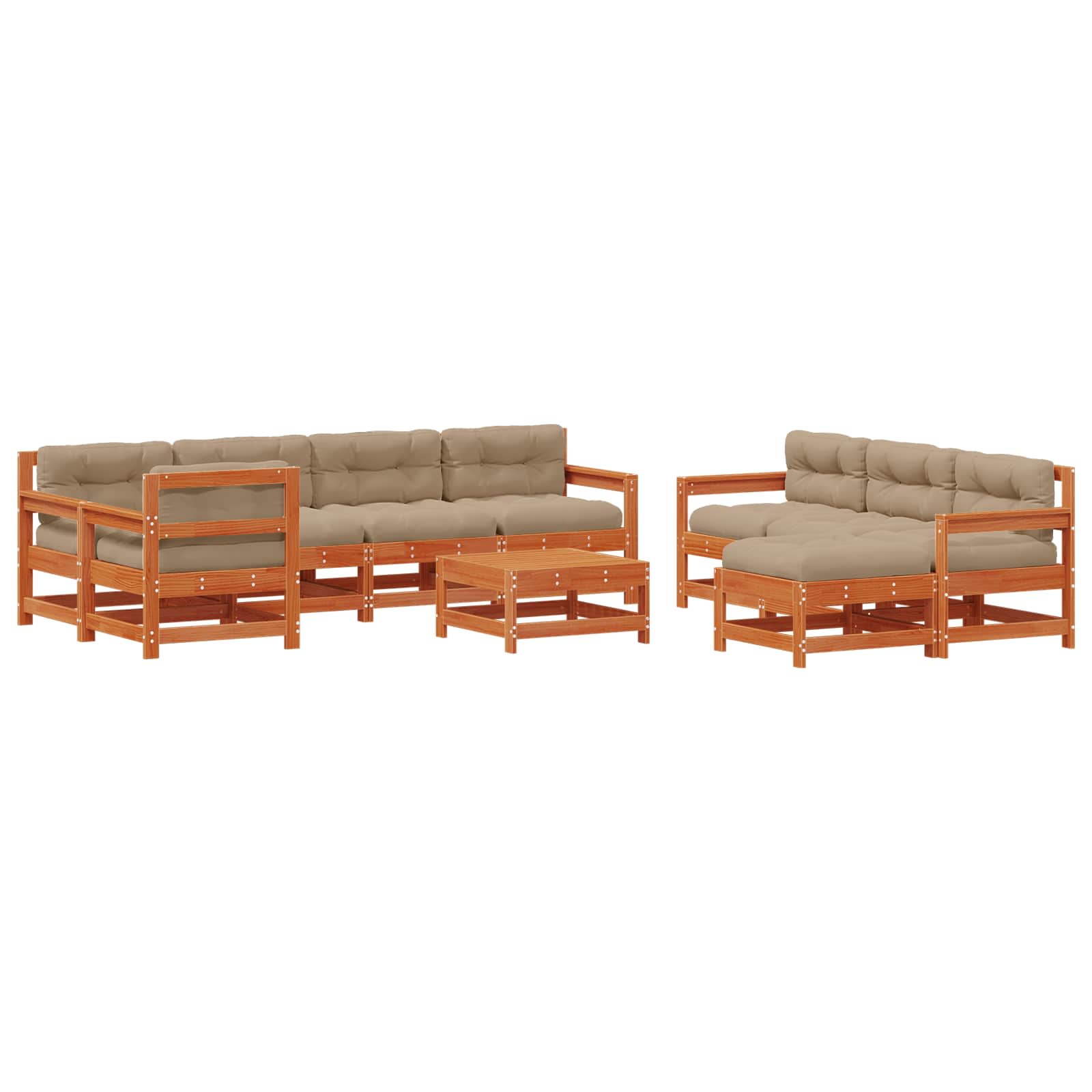 Maison Exclusive - Garten-lounge-set 10 Stk. Wachsboden Kiefer