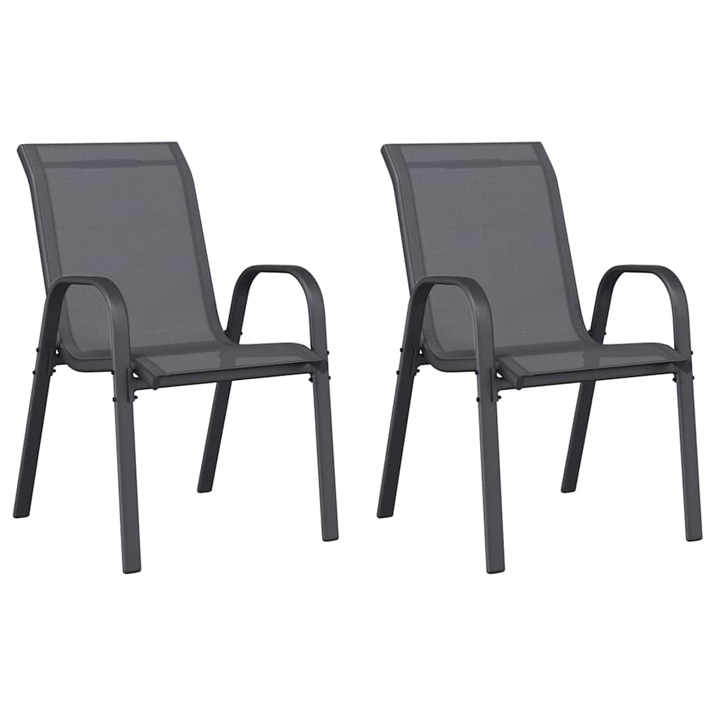 Maison Exclusive - Stapelbare Gartenstühle 2 Stk. Grau Textilene
