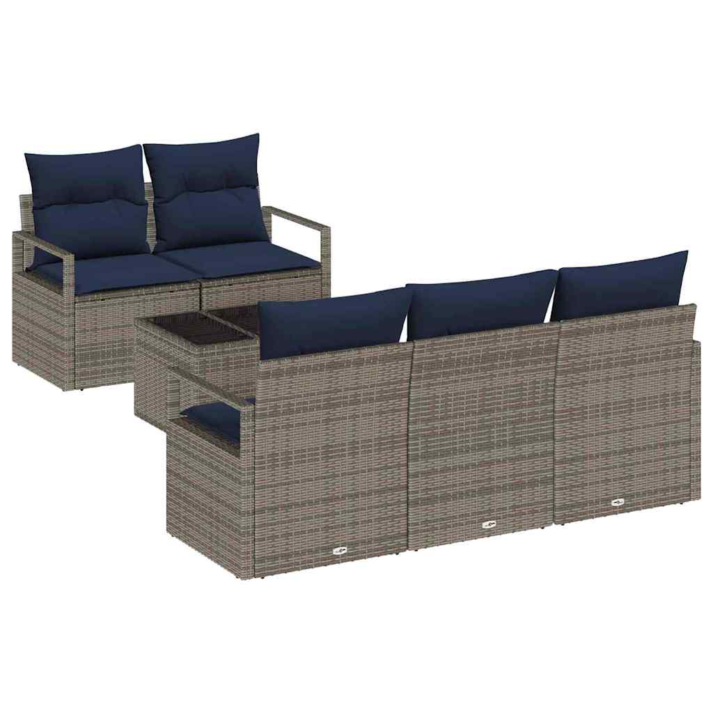 Maison Exclusive - Sofa Set 6 Stk. 5-sitzanzahl Grau Und Marinebl