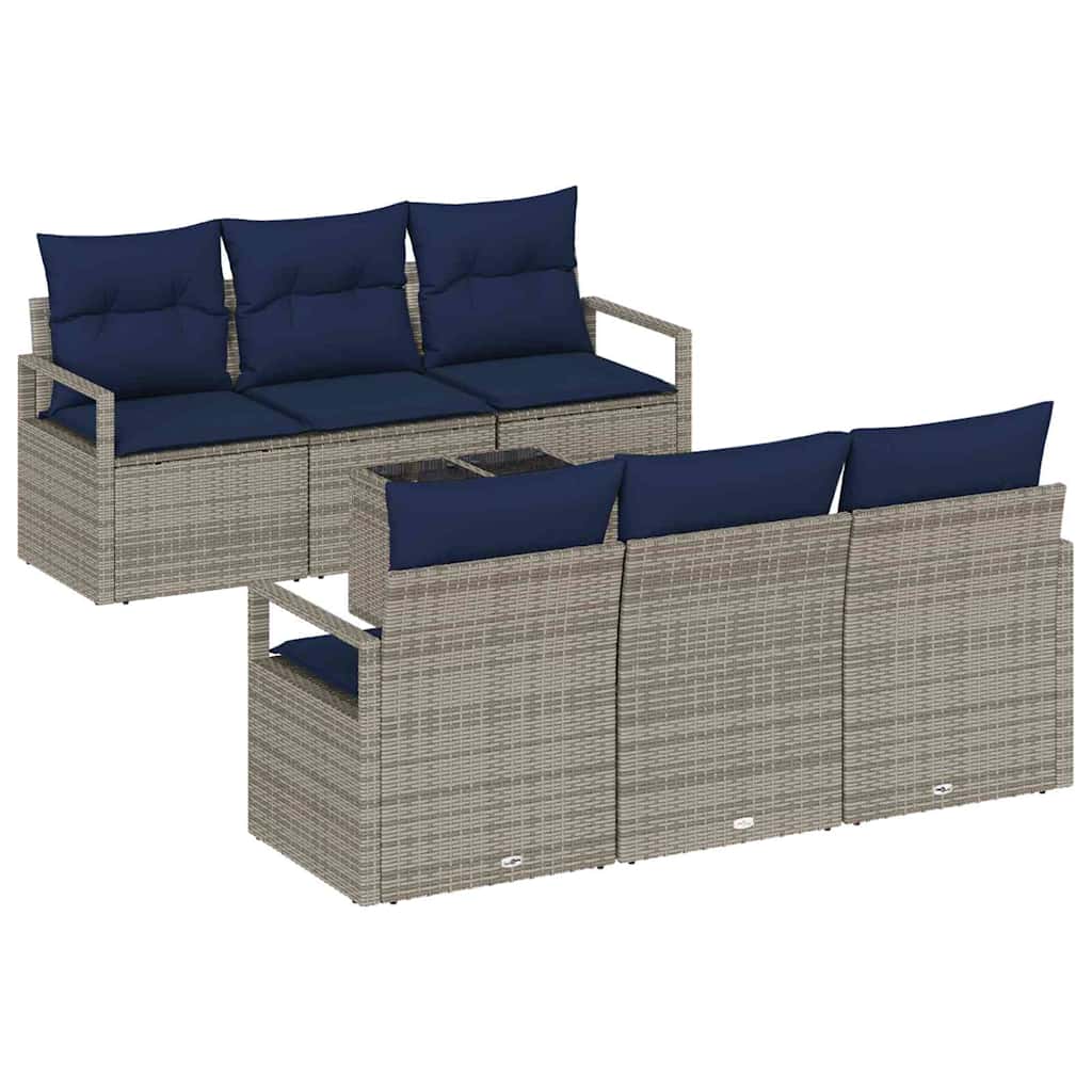 Maison Exclusive - Sofa Set 7 Stk. 6-sitzanzahl Grau Und Marinebl