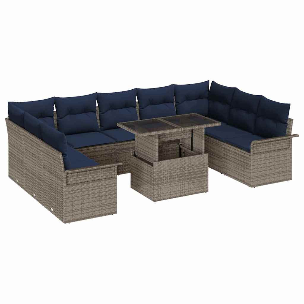 Maison Exclusive - Sofa Set 10 Stk. Grau Poly-rattan