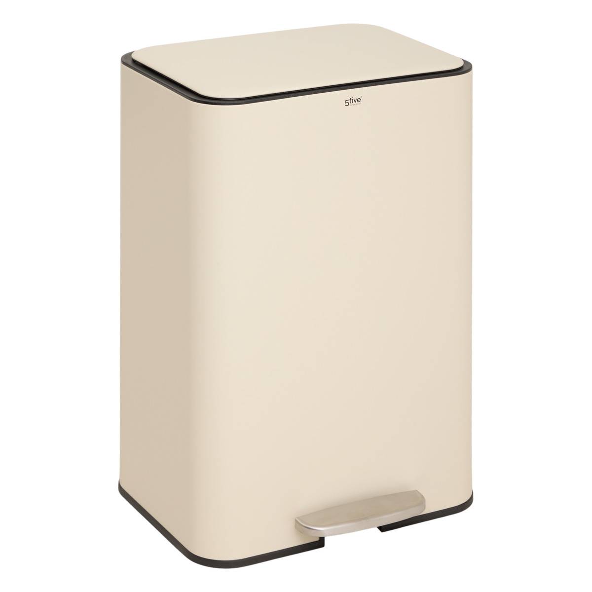 Rechteckiger Treteimer „delta“ 50 L, Lehmfarben - 5five