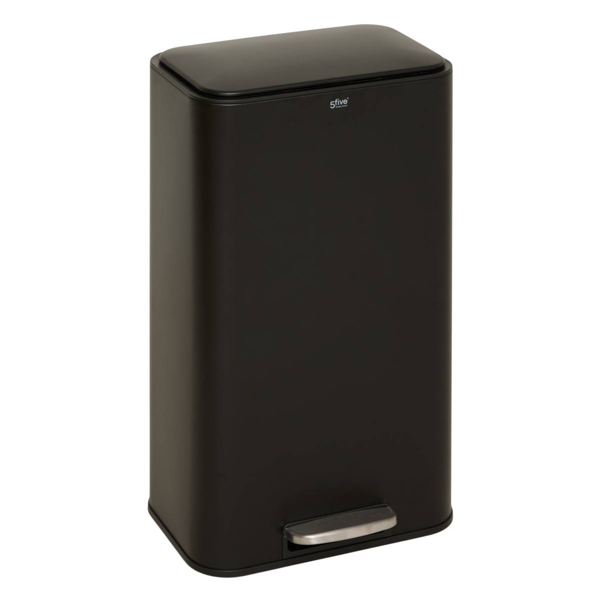 Rechteckiger Treteimer „delta“ 30 L, Schwarz - 5five