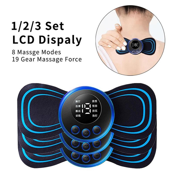 Nackenmassagegerät Mit Lcd-bildschirm, 3-teiliges Elektrisches Massagegerät, Usb-wiederaufladbar, Ems-nackenmassagepflaster Zur Schmerzlinderung.