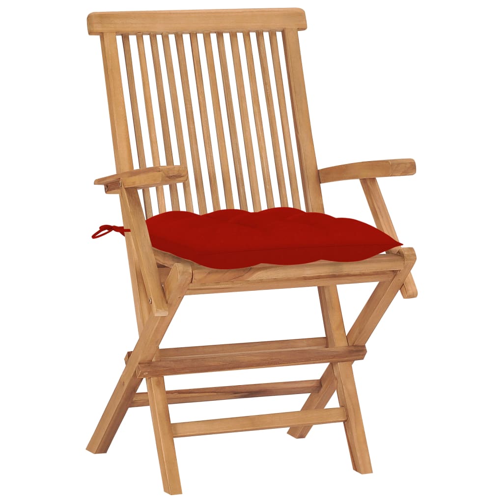 Maison Exclusive - Klappstühle Mit Roten Kissen, 2 Stück, Massivh