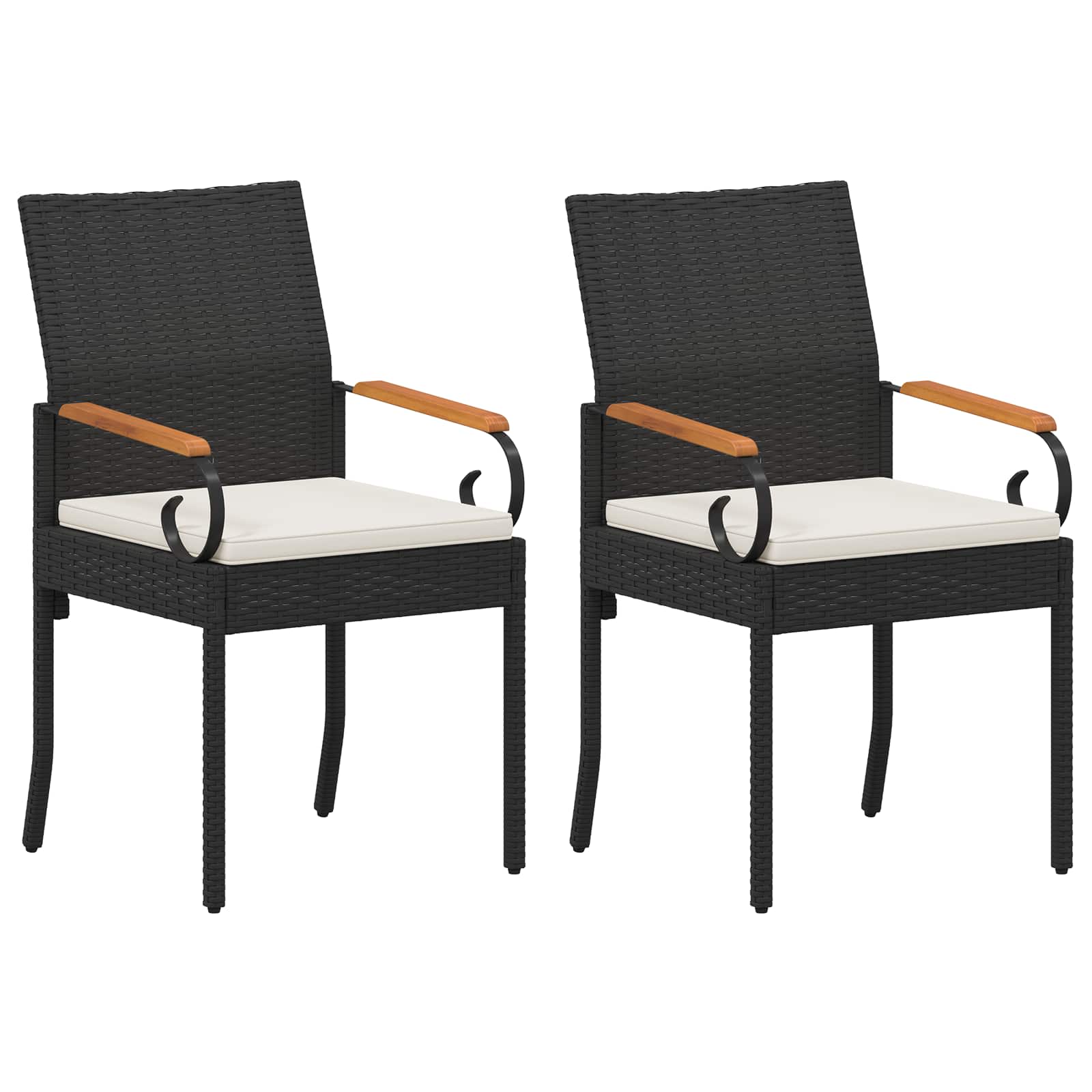 Maison Exclusive - Gartenstühle 2 Stk. Schwarz Und Cremeweiß