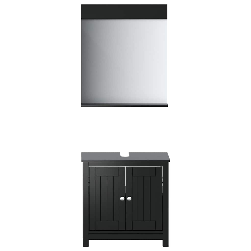 Maison Exclusive - 2-tlg. Badmöbel-set Berg Schwarz Massivholz Ki