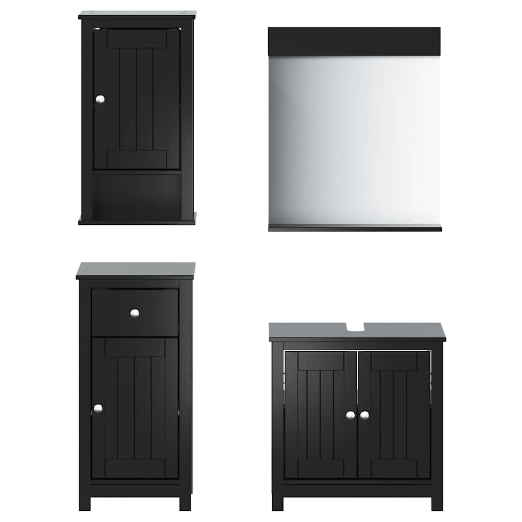 Maison Exclusive - 4-tlg. Badmöbel-set Berg Schwarz Massivholz Ki