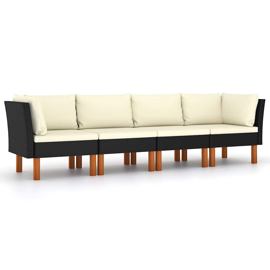Maison Exclusive - 4-sitzer-gartensofa Mit Kissen Schwarz Poly Ra