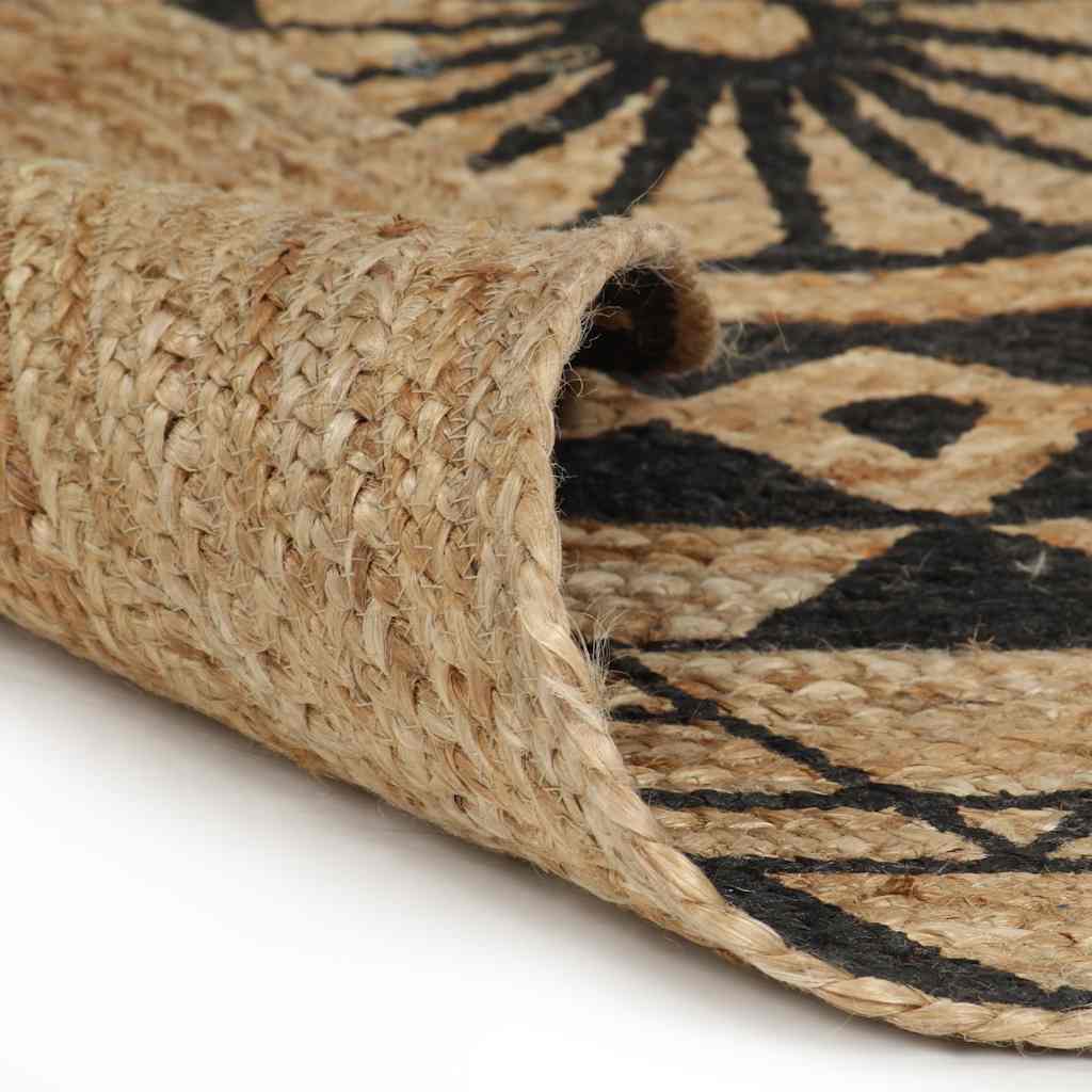 Maison Exclusive - Teppich Handgefertigt Jute Schwarzer Druck 120
