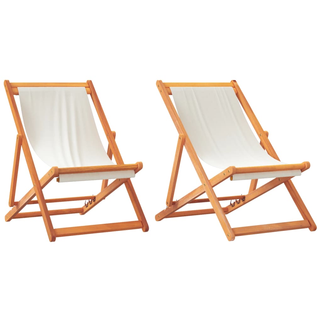 Maison Exclusive - Klappstühle, 2 Stück, Cremeweißer Stoff