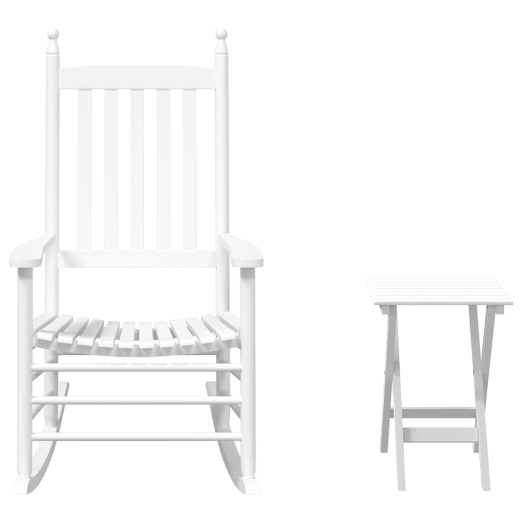 Maison Exclusive - Schaukelstuhl Mit Klapptisch Weiß Massivholz P