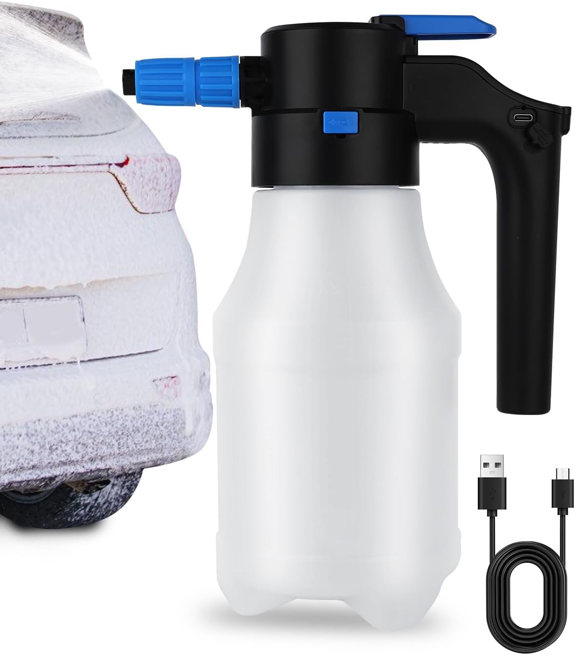 Elektrischer Schaumsprüher Für Autos – 1,5 L – Akkubetrieben – Für Die Autowäsche – Usb-aufladbar – Kabelloser Schaumgenerator Zur Autoreinigung