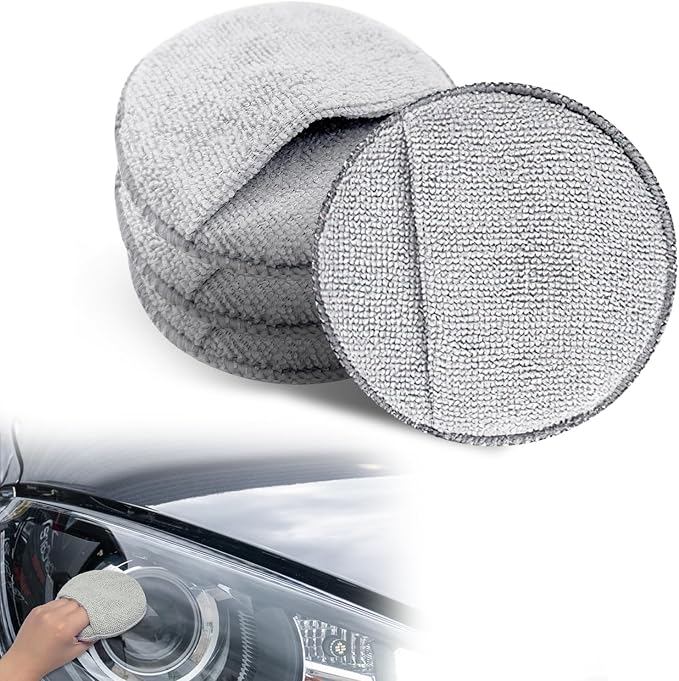 Set Mit 4 Ultraweichen Mikrofaser-wachsapplikatoren Mit Fingertasche Zur Autoreinigung Und Feinpolitur (grau)