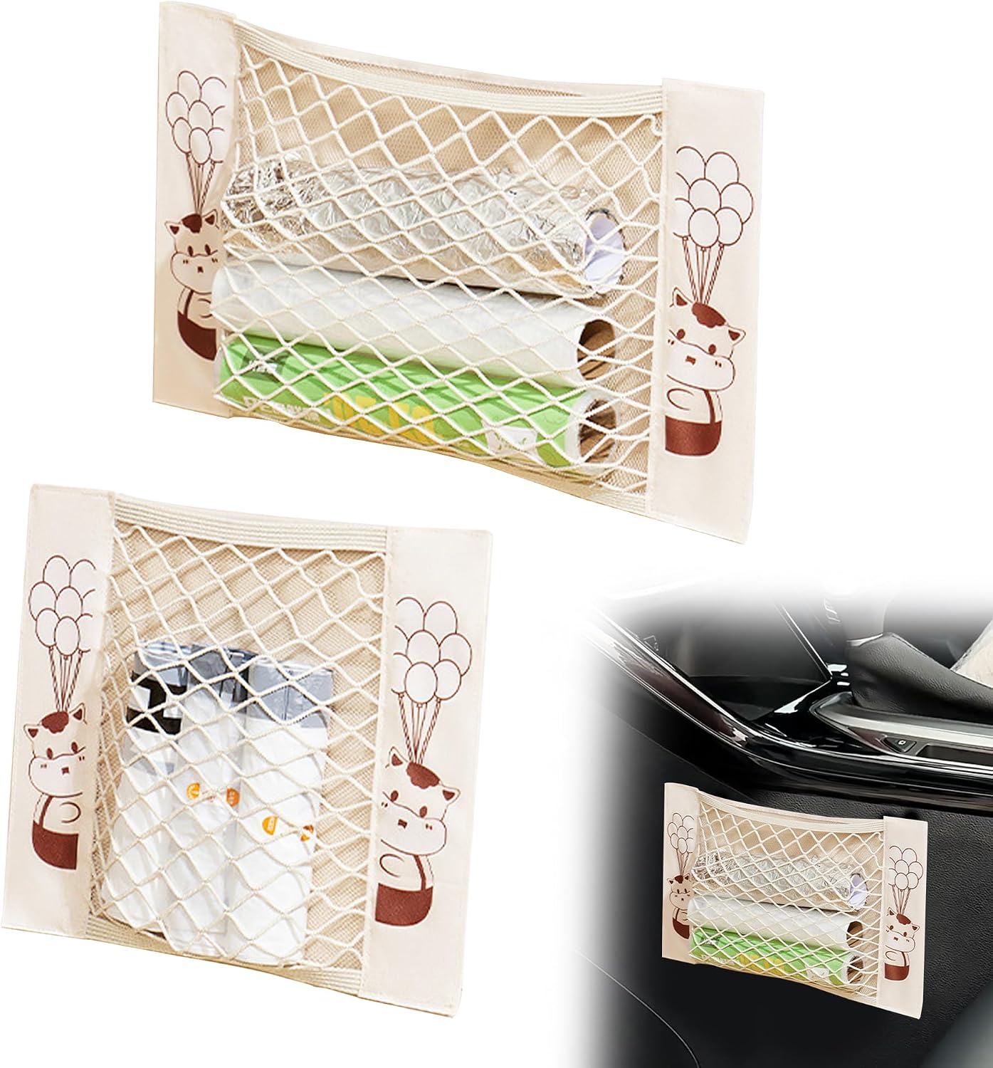 Kofferraumnetz, 2-teiliges Aufbewahrungsnetz Fürs Auto, Organizer-tasche Mit Gummizug Und Klettverschluss, Multifunktionale Wandaufbewahrung Für Utensilien, Wohnwagen, Boote, Zuhause
