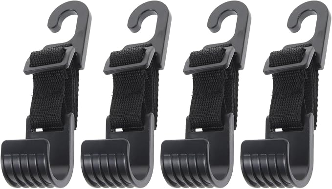 Set Mit 4 Abs-kunststoffhaken Für Die Rückbank Im Auto, Längenverstellbar, Verstärkt, Verdeckte Haken Für Bequeme Aufbewahrung Und Platzsparende Aufbewahrung Im Fahrgastraum