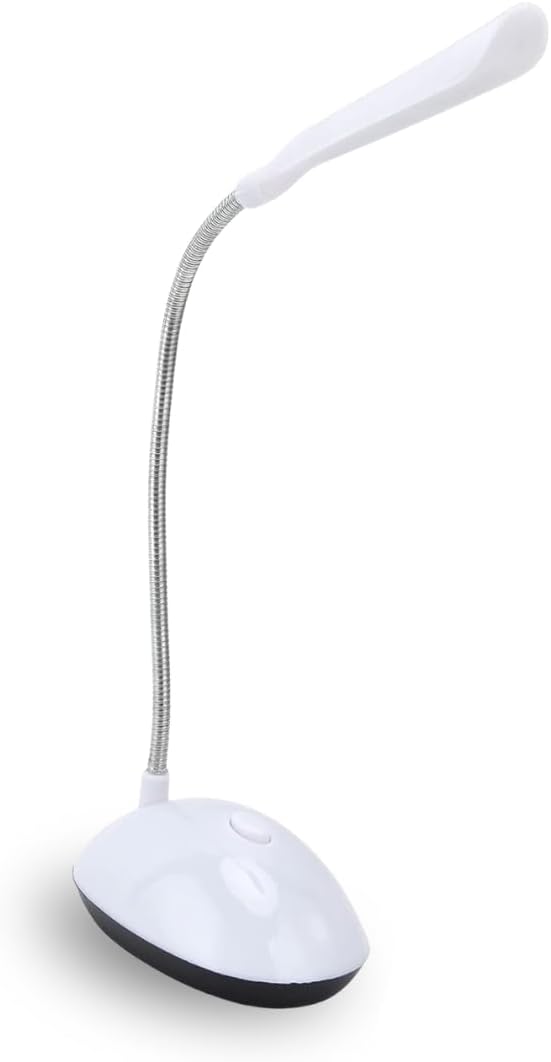 Parence – Led-schreibtischlampe Mit Verstellbarem Arm – Batteriebetrieben – Ideal Für Schüler, Nachttisch Und Büro, Weiß