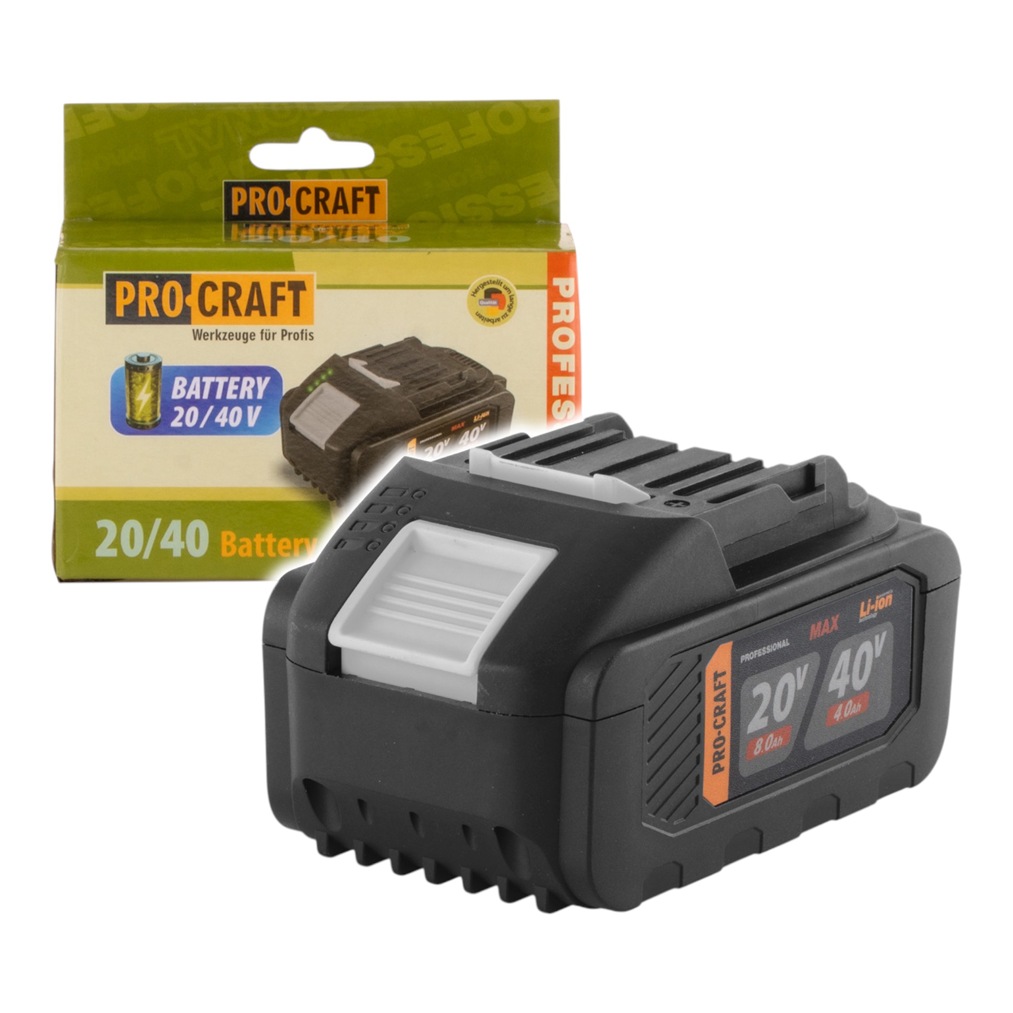 Procraft 20/40 Akku 20 / 40 V 8,0 / 4,0 Ah Li-ion Mit Ladestandanzeige