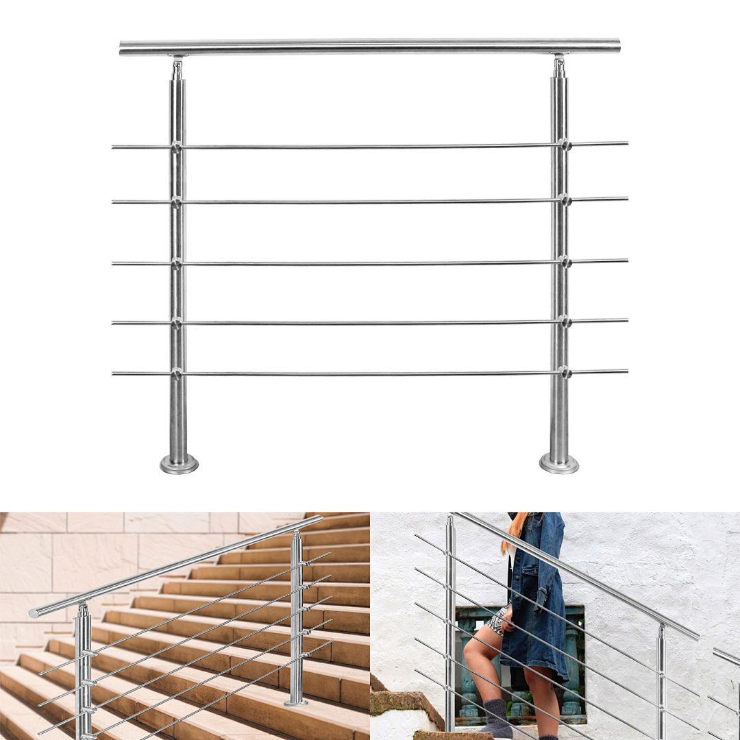 Randaco 100 Cm Edelstahl Handlauf Geländer Treppengeländer Mit 5 Querstreben Für Treppen Brüstung Ø 42mm Balkongeländer Aufmontage