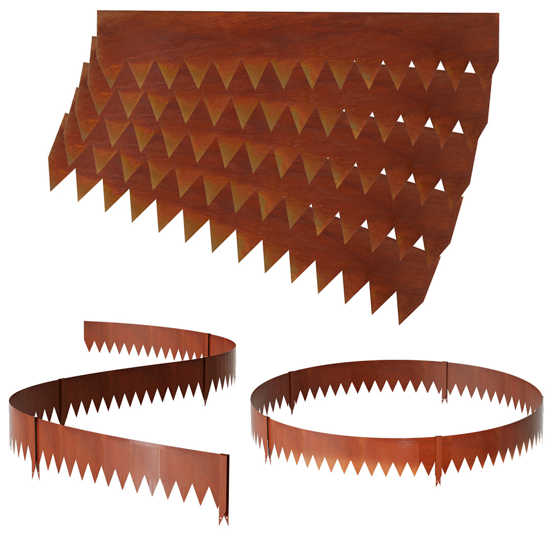 Tolletour Rasenkante Mit Spitzen Metall 100 X 20 Cm 15m Beeteinfassung Mähkante Verzinkt Wegbegrenzung Beetumrandung Palisade Inkl. Handschuhe Rost