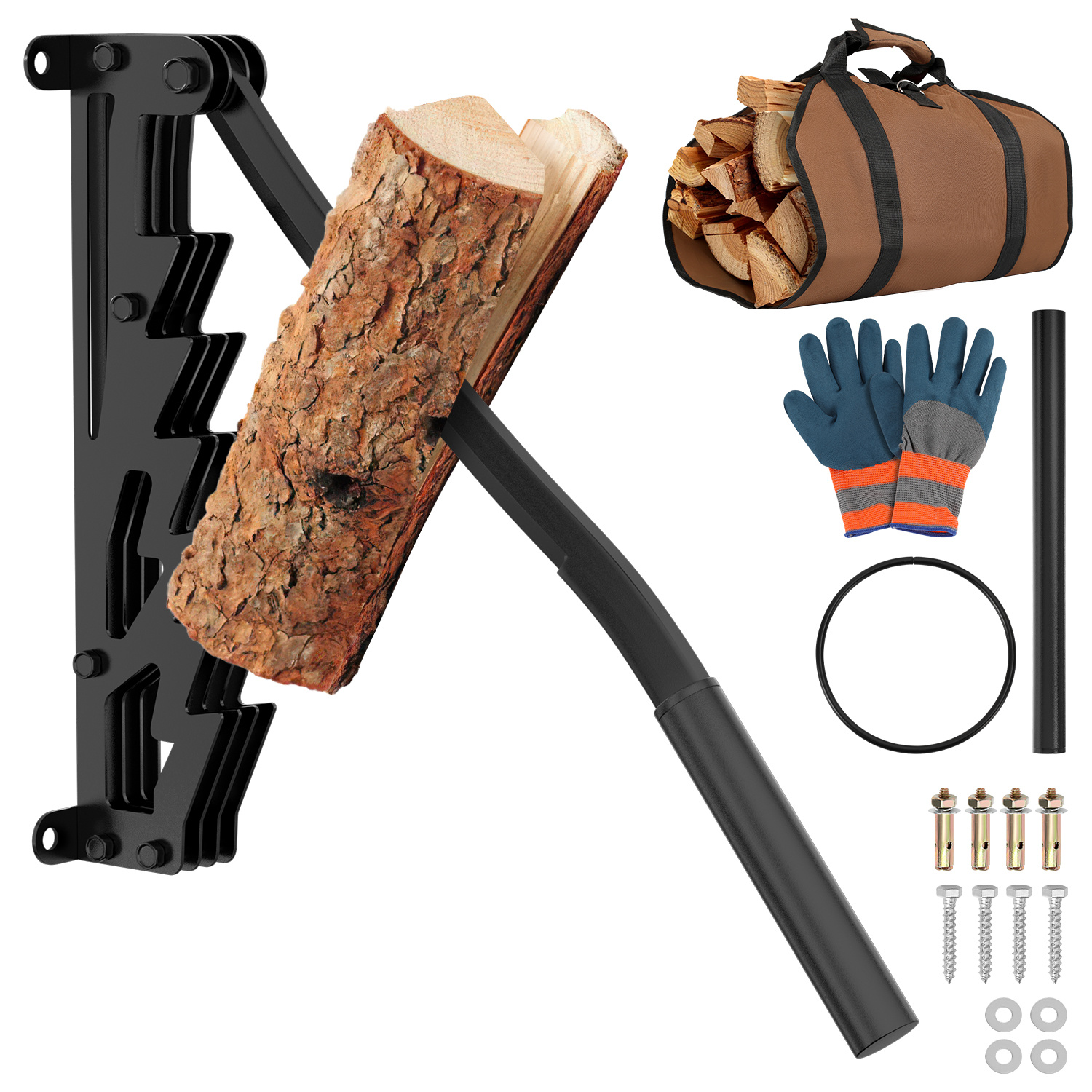 Tolletour Handholzspalter Hand-holzspalter, Manueller Holzspalter, Kaminholzspalter Brennholzspalter Mit Tasche Für Holzofen Und Kamin Nicht Abnehmbarer Griff Silber