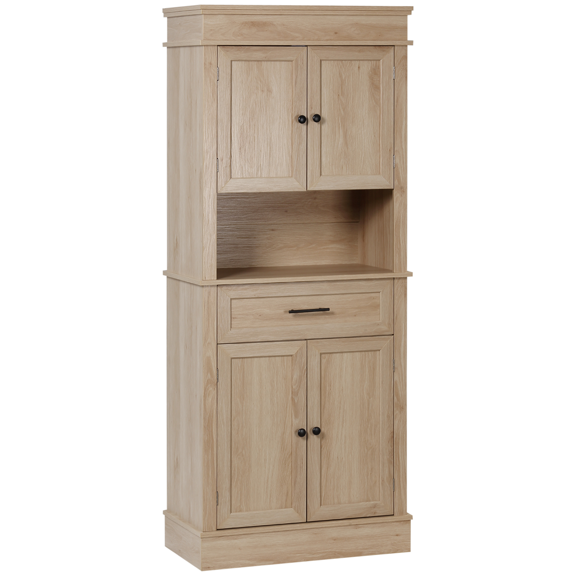 Moderner Küchenschrank/sideboard Mit Schränken, Verstellbaren Einlegeböden, Schublade Und Nische, Geeignet Für Ess- Oder Wohnzimmer, 74 X 39,5 X 183 Cm, Helle Eiche