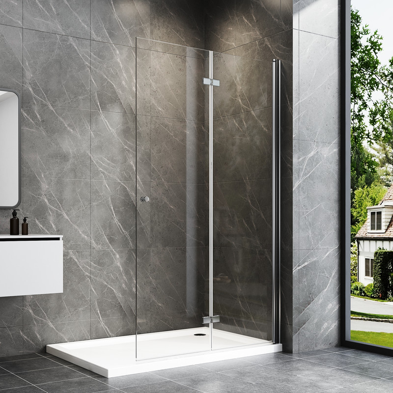 Walk In Dusche 80x185cm Walk In Duschwand Falttür Dusche Duschtrennwand, 6mm Esg-sicherheitsglas
