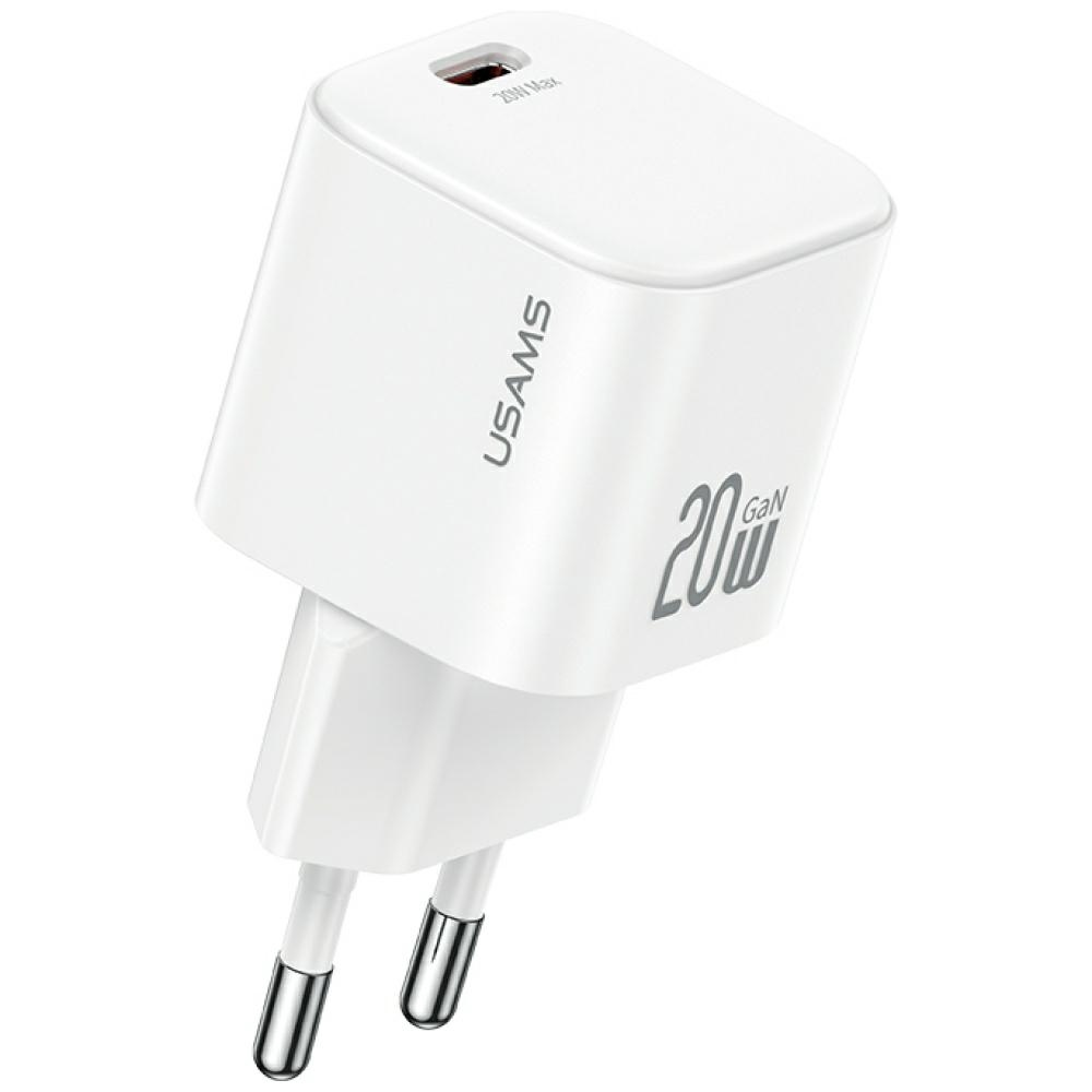 Usams Jo Series Cc260 20w Usb-c Wandladegerät + Usb-c/usb-c Kabel 1m Weiß