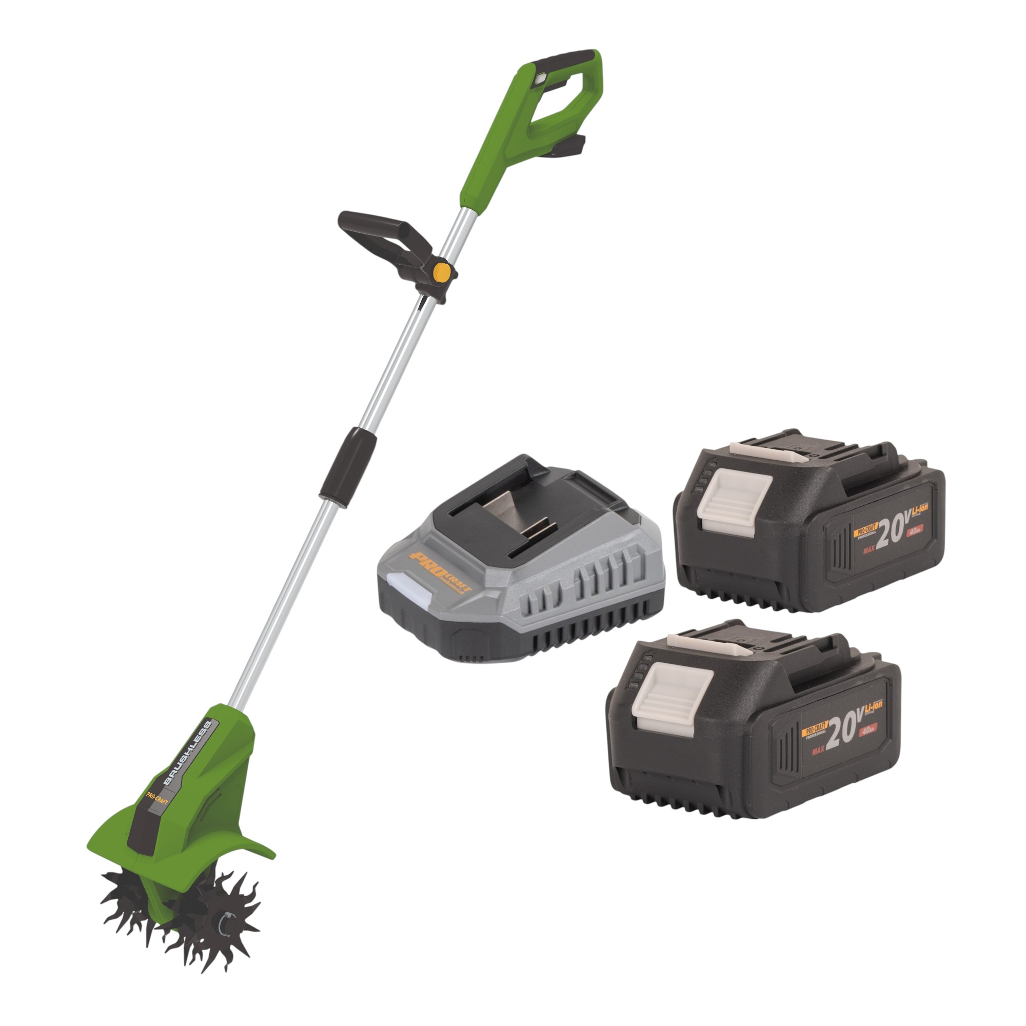 Procraft Ct20bb Akku Kultivator 20 V 224 Mm Brushless + 2x Akku 4,0 Ah + Ladegerät