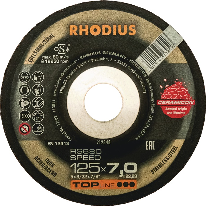 Rhodius Schruppscheibe Rs 680 Speed D125xs7mmgekröpft Bohrung 22,23 Mm