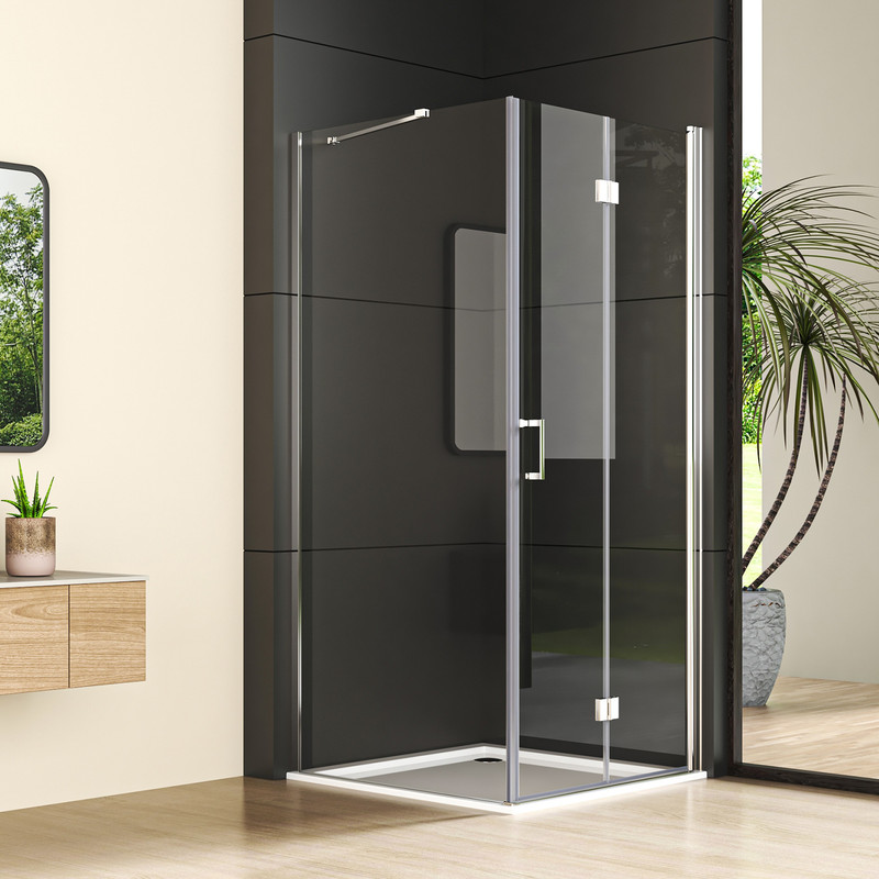 Duschkabine Eckeinstieg Mit Seitenwand 90x90 Cm Falttür Drehfalttür Dusche 90 Cm Mit Seitenteil 90 Cm Duschkabine Falttür Rahmenlos Eckdusche 6mm Nano Sicherheitsglas Esg Klarglas Höhe 195cm