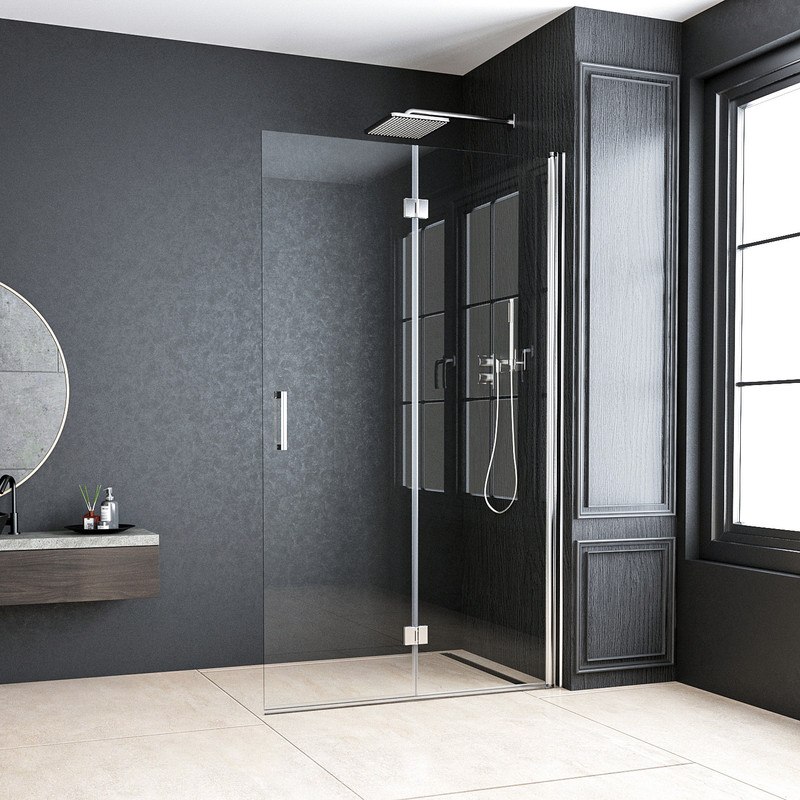 80x195 Cm Walk In Dusche Walk In Duschwand Falttür Duschabtrennung Duschtrennwand Duschwände Glaswand, 6mm Nano Esg-sicherheitsglas