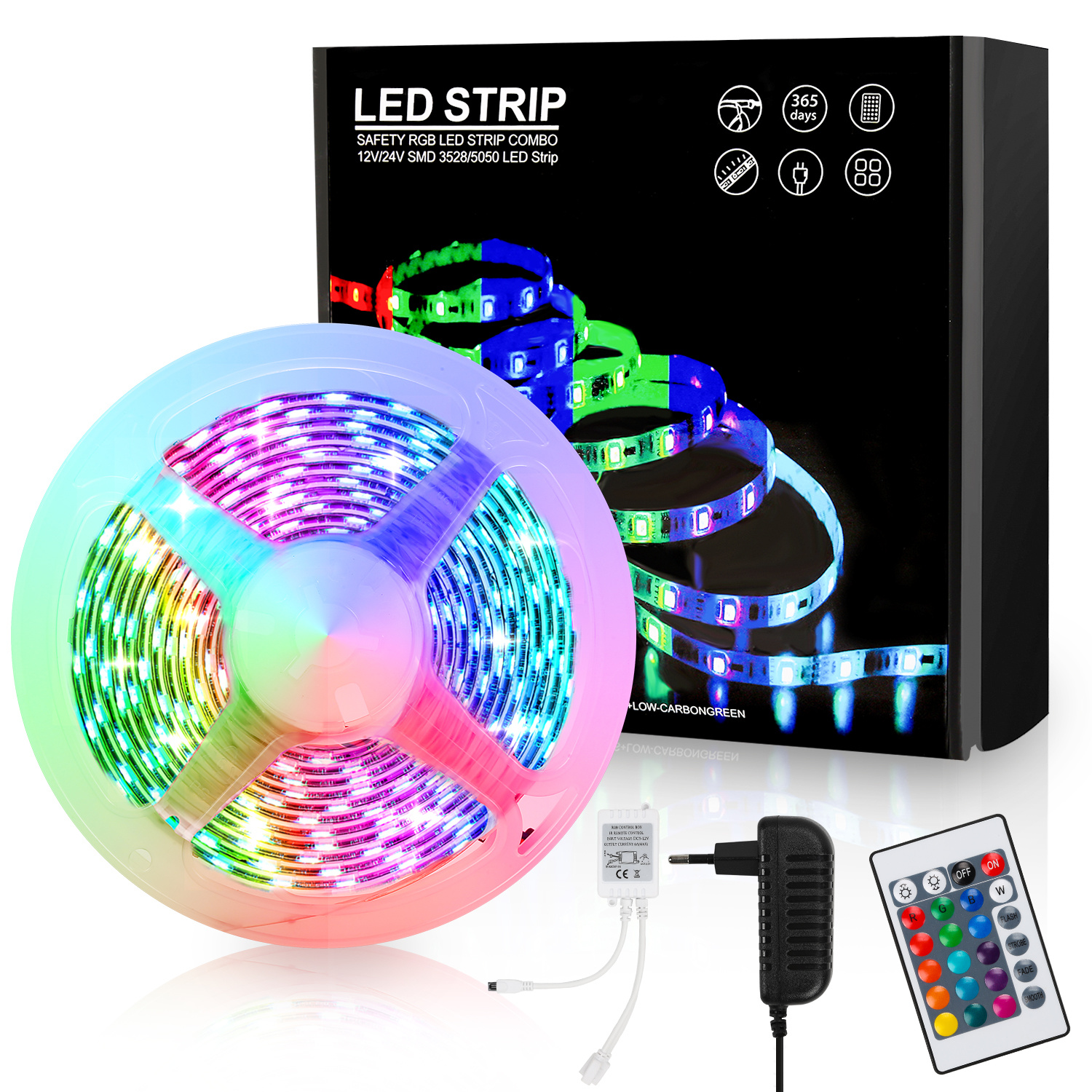 Wolketon 4m Led Streifen Leiste Set Led Strip Lichtband Rgb Lichterkette 30leds 5050smd Mit 24 Tasten Fernbedienung