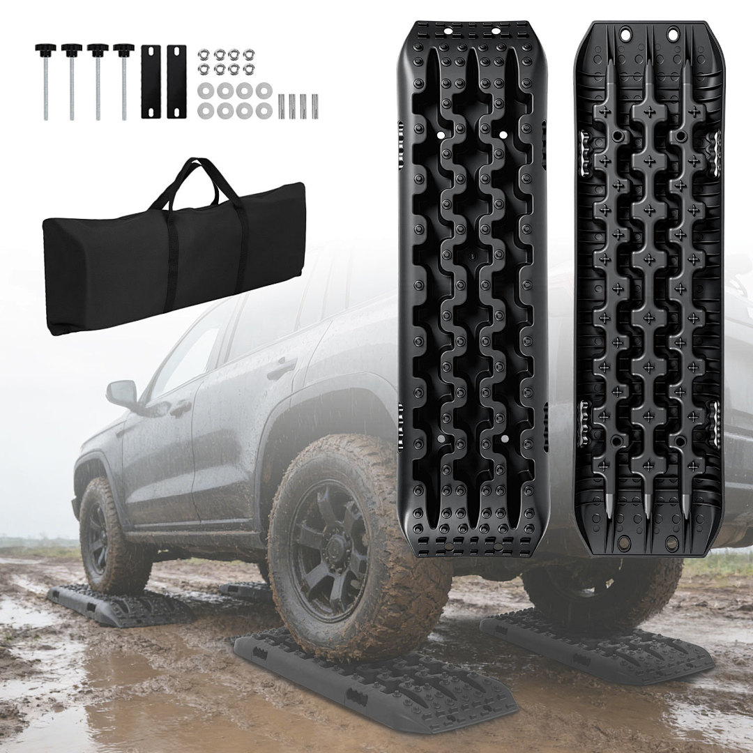 Wolketon 2x Sandbleche Anfahrhilfe 10t Mit Tasche & Halterung Für Offroad Wohnmobil Suv