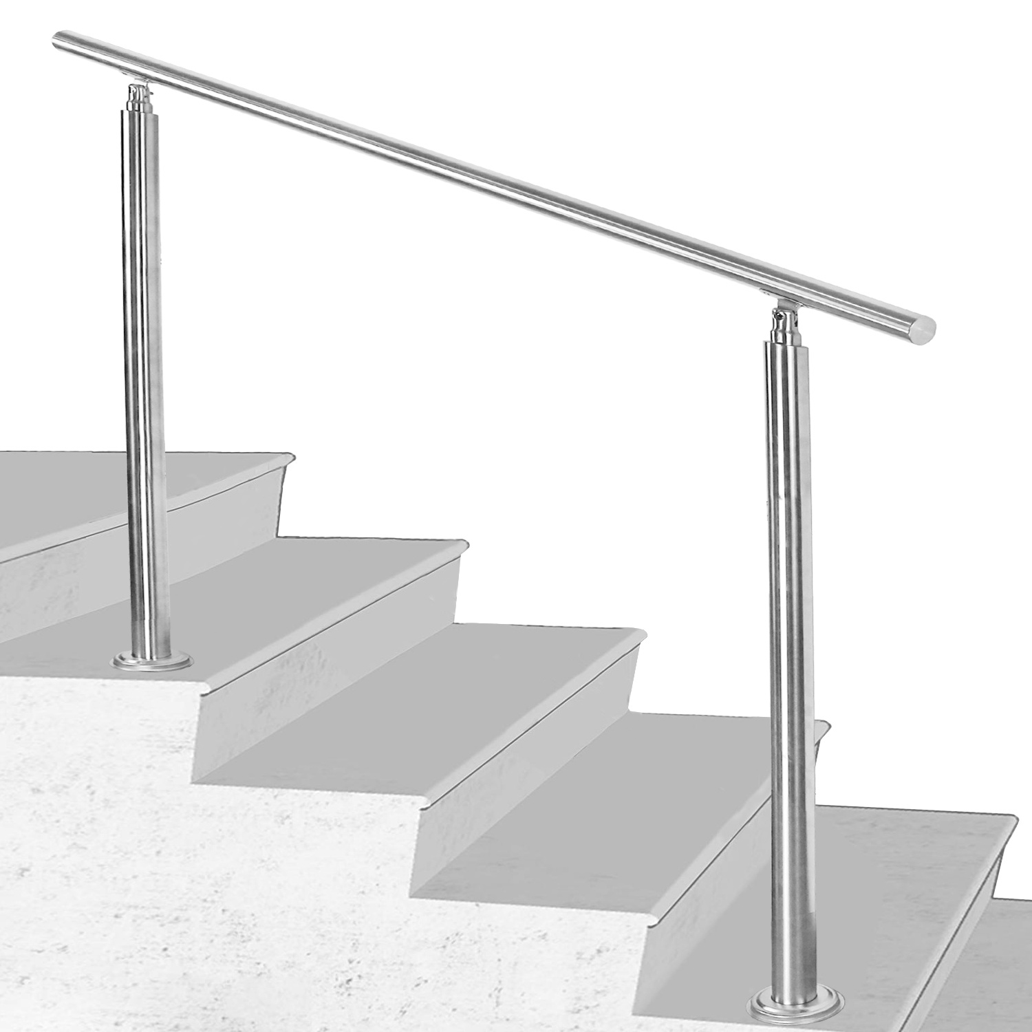 Wolketon Edelstahl Treppengeländer 160 Cm Ohne Querstreben, 2 Pfosten, Ø42 Mm Handlauf, 106,5 Cm, Balkon Terrasse Innen/außen
