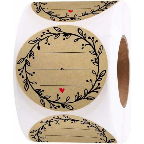 5,1 Cm Kronenaufkleber Mit 3 Beschriftungszeilen (500 Etiketten Pro Rolle) Naturbraune Kraftpapier-aufkleber Für Einmachetiketten, Ladenbesitzer Und Bastelarbeiten