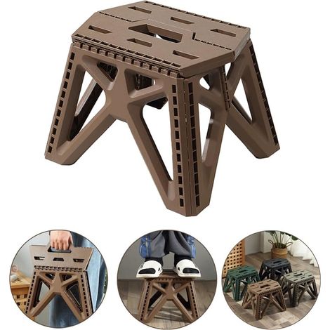 (höhe 23,5 Cm, Braun) Tragbarer Hocker Für Kinder Und Erwachsene, Robuster Und Sicherer Multifunktionaler Klapphocker Mit Griff Für Küche, Bad Und Garten
