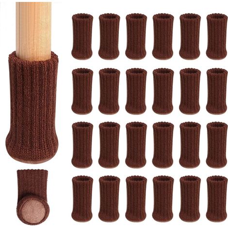 24er-pack (dunkelbraun) Gestrickte Stuhlbeinsocken, Elastische Stuhlbeinsocken, Holzbodenschoner Für Möbelfüße, Braun