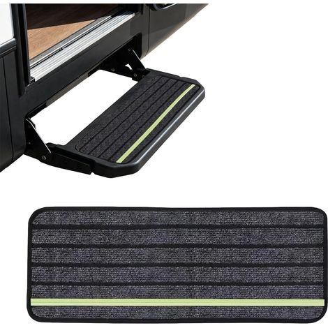 Stück (48 X 19 Cm, Dunkelgrau) Trittmatten Für Wohnmobile, Rutschfeste Matten Für Wohnmobile Mit Phosphoreszierenden Reflektorstreifen, Selbstklebende Matten Für Wohnmobilstufen