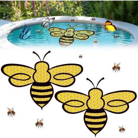 2-teilige Schwimmende Bienen-gartentränke, Schwimmende, Bienenförmige Bestäuberinsel, Bienenfutterspender Zur Gartendekoration, Durstig Nach Bestäubern