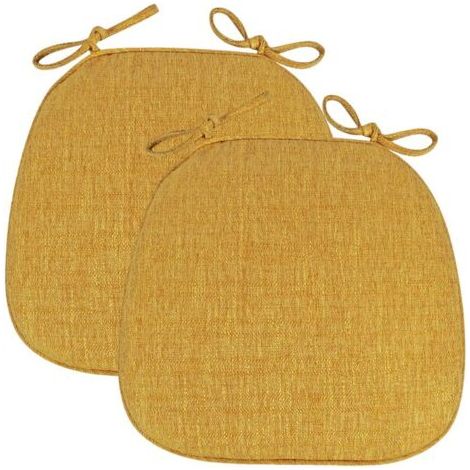 2er-set Stuhlkissen (43 X 41 X 35 Cm) Mit Bändern, Trapezförmiger Sitzfläche, Waschbar, Abnehmbarer Bezug, Rutschfeste Sitzfläche Für Küche, Esszimmer, Garten, Büro